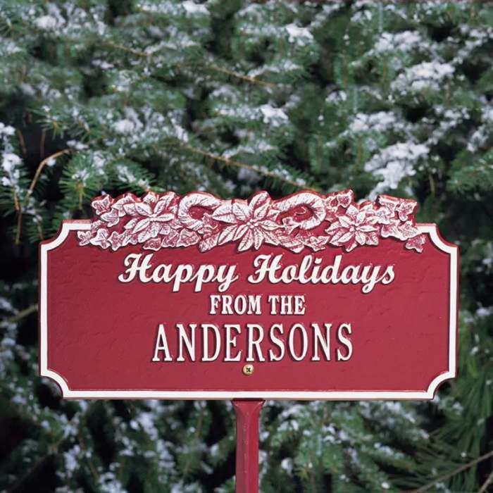 Personalized Happy Holidays w/Candy Canes Plaque